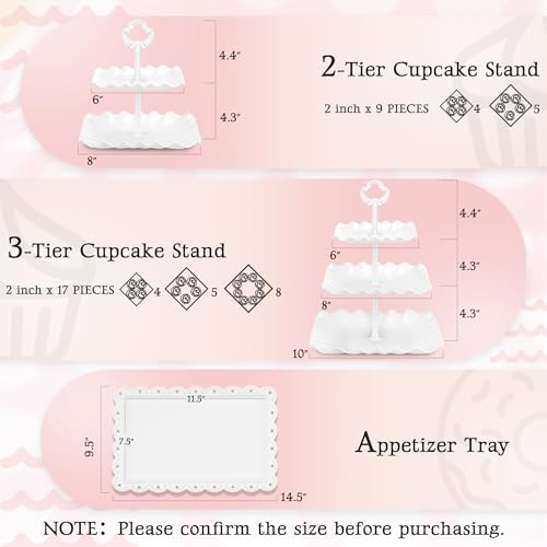 NWK 5-Piece Cupcake Stand & Appetizer Trays Set (Square, White) - color: White
