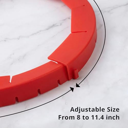 Silicone Pie Crust Shield Adjustable 8 to 11.4 Inch with 2 Finger Guards