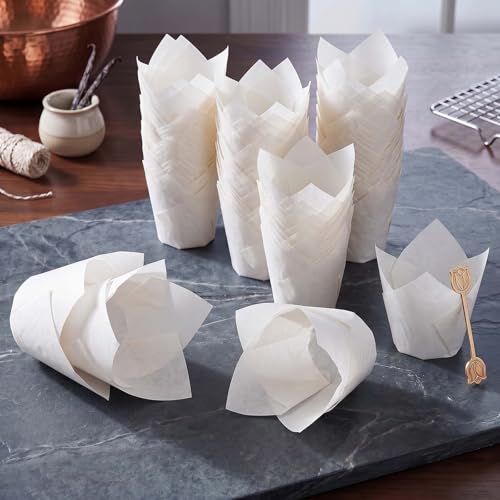 200 Pcs White Tulip Cupcake Liners for Baking, Standard Size - color: White