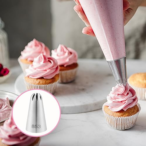 12 PCS Large Piping Tips, Stainless Steel Icing Tips Set for Cupcake Cake