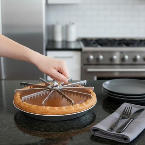 Soro Essentials- 12-Cut Aluminum Pie and Cake Marker- Guideline and Portion Divider Cake Cutter Silver Pie Slice Cutter Baking Tools Kitchen Accessories Cook Supplies for Cheesecake Pizza - size: 100"