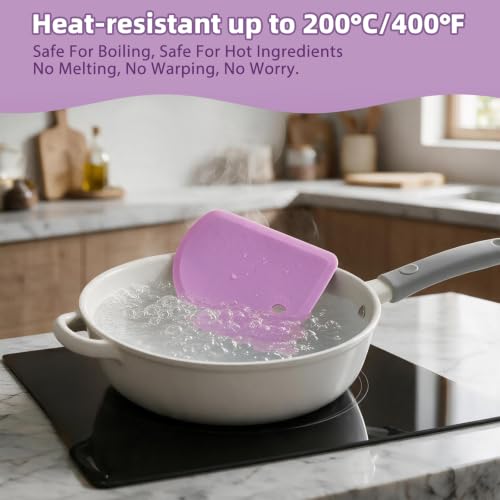 Silicone Dough Scraper with Metal Core Flexible Bowl Scraper Bread Baking - color: Gray & Purple