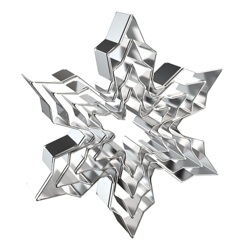 Snowflake Cookie Cutter Set - 5 inch, 4 inch, 3 inch, 2 inch - 4 Piece Christmas Winter Snowflake Cookie Cutters Shapes Molds - Stainless Steel - color: Snowflake