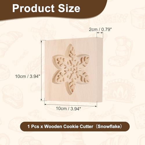 uxcell Cookie Stamp Wooden Cookie Cutter Baking Tools Snowflake