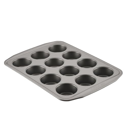 Circulon Nonstick Bakeware 12-Cup Muffin Tin, Gray, Steel - color: Gray