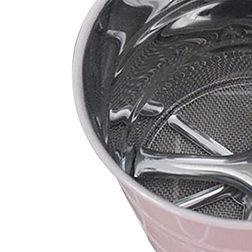 Flour Sifter, Mesh Fine Mesh Strainers Flour Sieve, Stainless Steel Handheld Baking Sieve with Fine Workmanship, for Baking Cooking Kitchen for Quick Sifting (Pink) - color: Pink