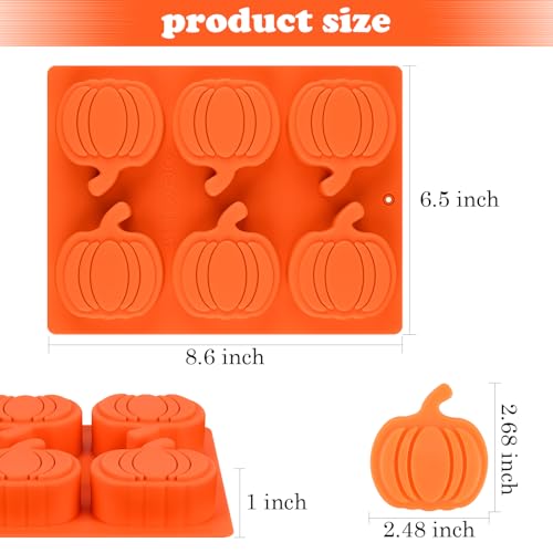 WMKGG 3 Pack Pumpkin Silicone Mold, 6-Cavity Pumpkin Cake Pan