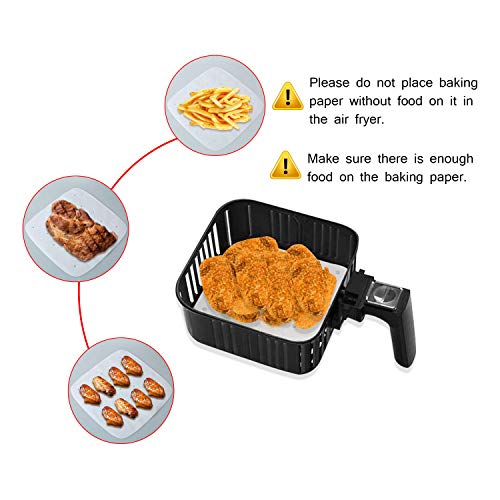 Air Fryer Parchment Paper Liners（11"×11"） Square 100Pcs Unbleached Compatible with XXXL Air Fryer,Perfect for 8.5QT/9.5QT/10QT Or Bigger Air Fryers (White) - color: White