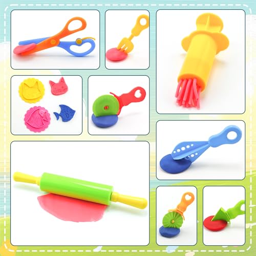 Dough Tools Play for Kids,33 PCS Dough Tool Set Includes Rolling Pins,Safety Scissors,Extruder,Kitchen Creative Tools and Molds - style: 33pcs