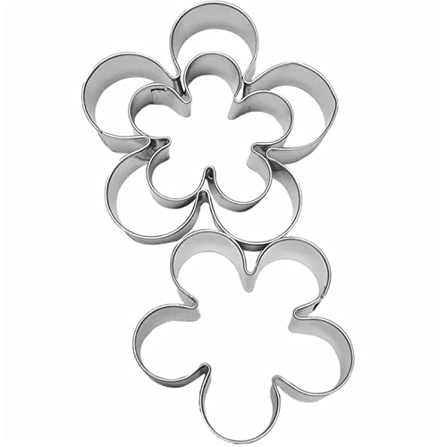 Comais Rose Petals Flower Cookie Cutters Set Stainless Steel 3Pcs Large