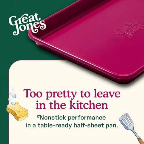 Great Jones Nonstick & Non Toxic Quarter Sheet Pan 13.5" x 9.5" (Raspberry) - color: Raspberry, size: Little Sheet (13.5" x 9.5")