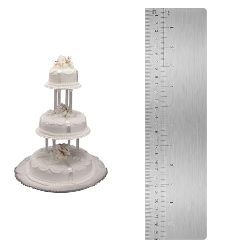 12 Inch Stainless Steel Cake Scraper with Scale, Icing Smoother Tool, Double-Sided Scraper for Buttercream Frosting, Cake Decorating, Baking(Silver)