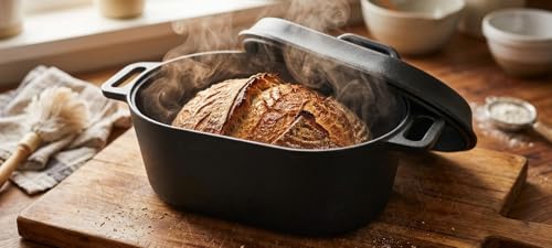 4.5QT Cast Iron Loaf Oven Pan - 11.3"x6.5"x4.3" Heavy Duty Sourdough Bread Pan kit - 5QT with Lid Handles Lame, for home baking - color: Bread Pan set -1