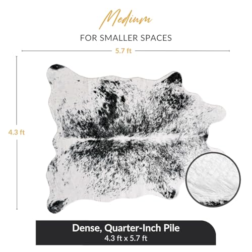Faux Cowhide Rug 4'3"x5'7" - Gray Cow Print Rug, Washable, Non-Shedding - color: Grey, size: 4'4" x 5'8" (Medium)
