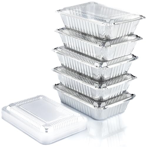 (55 Count) 2.25LB Aluminum Containers with Lids (8.5"x6") - Disposable Foil Container for Takeout, Baking, Freezing, Food Storage - Aluminum Pans with Lids, To Go Containers - size: 2.25 lb - 55 Pack