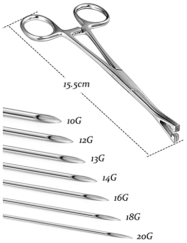 Vsnnsns 9 Style 316L Surgical Steel Body Piercing Tools Kit Piercing Clamps Forceps Use for Nose Septum Lip Tongue Eyebrow Belly Rings Ear Dermal Piercing Jewelry Kit Tools - color: Style 2, Piercing Clamp Forceps