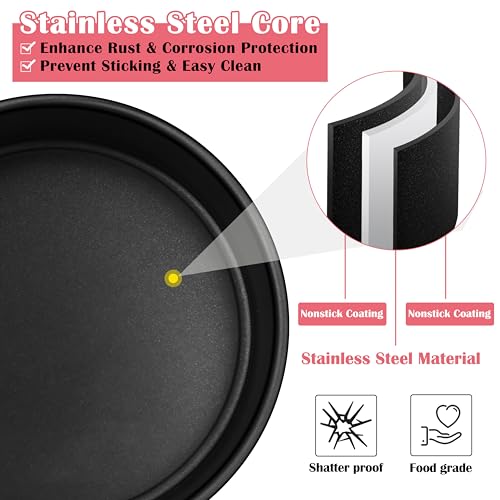 E-far 6 Inch Cake Pans, 3PCS Nonstick Stainless Steel Round Cake Pans - size: 6 Inches