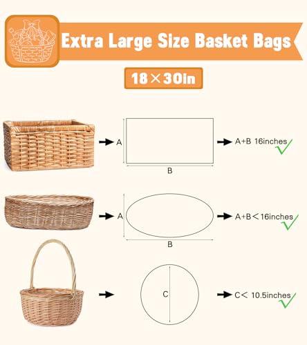 Yuiicaov 10PCS Large Cellophane Bags, 18x30 Inches Clear Cellophane Wrap for Gift Baskets, Clear Basket Bags Packaging 2.8 Mil Thick - size: 18x30 Inch(Pack of 10)