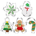 5Pcs Christmas Cookie Cutters,Winter Holiday Cookies Cutter Mold Shapes Gingerbread Men, Snowman,Christmas Tree, Snowflake, Candy Cane with Decorating Instructions - Stainless Steel - color: 5pchris
