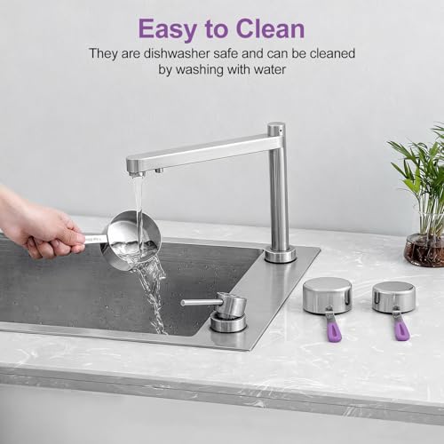 Bopei 10-Pcs Stainless Steel Measuring Cups & Spoons Set, Purple Handles - color: Purple