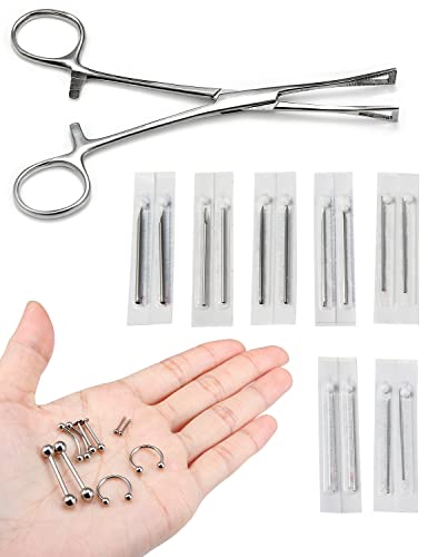 Vsnnsns 9 Style 316L Surgical Steel Body Piercing Tools Kit Piercing Clamps Forceps Use for Nose Septum Lip Tongue Eyebrow Belly Rings Ear Dermal Piercing Jewelry Kit Tools - color: Style 1, Piercing Clamp Forceps