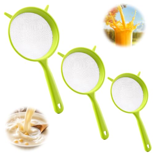 3PCS Fine Nylon Mesh Strainers, Sieve Fine Mesh Colander Flour Sifter