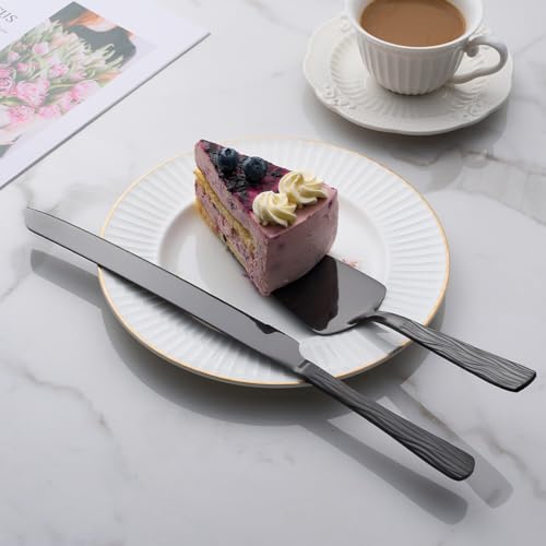 Black Stainless Steel Cake Cutter Set - color: Black