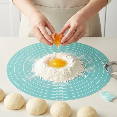 Cake Turntable Mat,11.8In Round Silicone Baking Mat