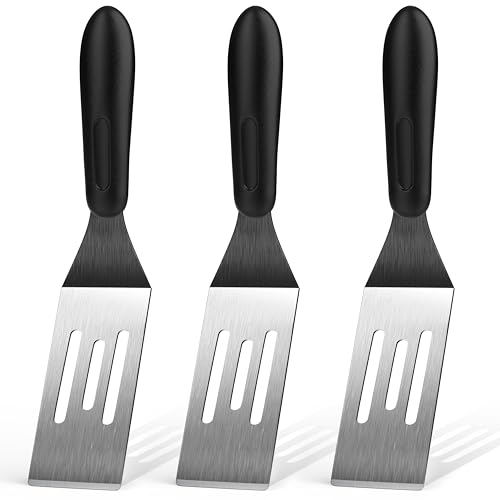 Small Spatula 3 Pieces, Mini Serving Spatula for Kitchen Use, Metal Spatula for Serving and Turning, Ideal for Pancakes, Brownies, Desserts, Cookie, Eggs or Small Pan - color: 3 PCS SLOTTED