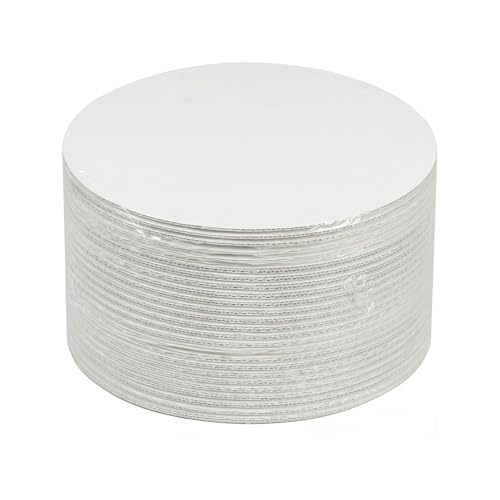 HORLIMER 50 Pack Cake Boards 12 Inch Round, Food-Grade Circle Cardboard Cake Drums Base, White Cake Plates for Birthday, Party, Wedding Display - size: 12 in