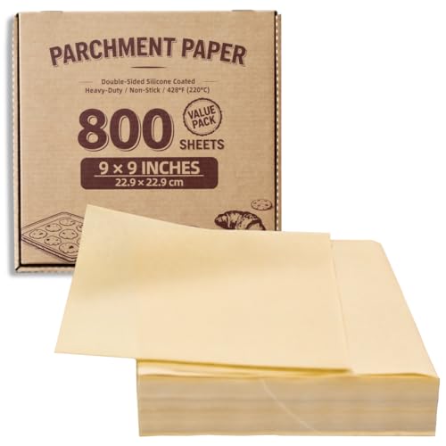 800 Sheets 9x9" Unbleached Value Pack Square Parchment Paper - color: Brown, size: 9×9 - 800 Sheets