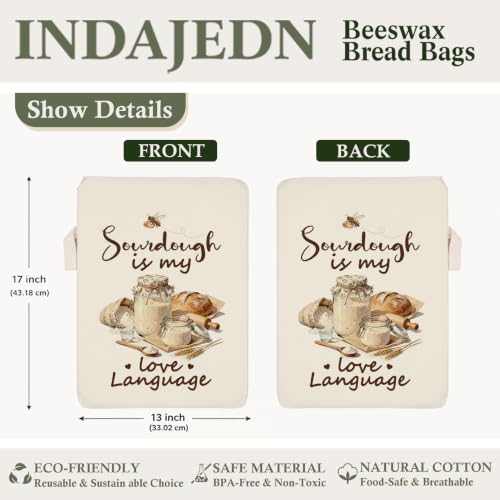 in My Sourdough Era Gifts Beeswax Bread Bags 2 Pack XL 13x17in - color: In My Sourdough Era 01