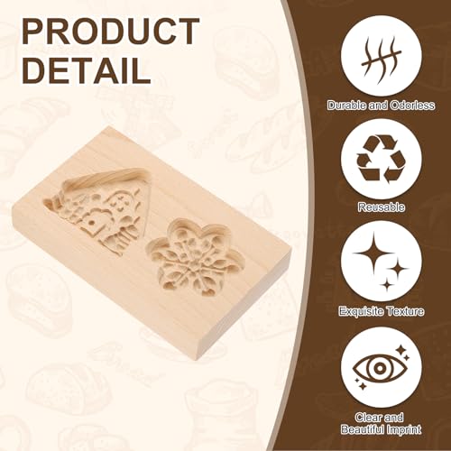 uxcell Cookie Stamp Wooden Cookie Cutter Two-Hole House Snowflake