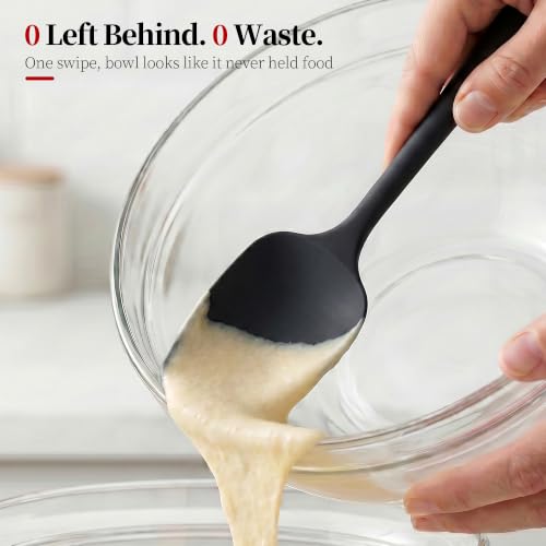 600ºF Heat Resistant Silicone Spoon Spatula for Cooking, Black - color: Black, size: 11.34in - Spoon Spatula