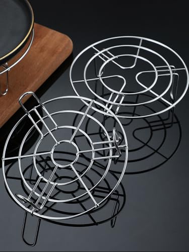 Stainless Steel Rack Cross Wire Cooling Racks with Legs Dia 7.9" Steaming Cooling and Baking Barbecue Rack Fit for Air Fryer Instant Pot Pressure Cooker Canning (Height 1.8",7.9"/20cm) - color: Silver, size: 7.9"