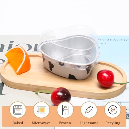 50 Pack Heart Shaped Cake Pans, 3.4oz Cow Print - color: Cow Print, size: Heart