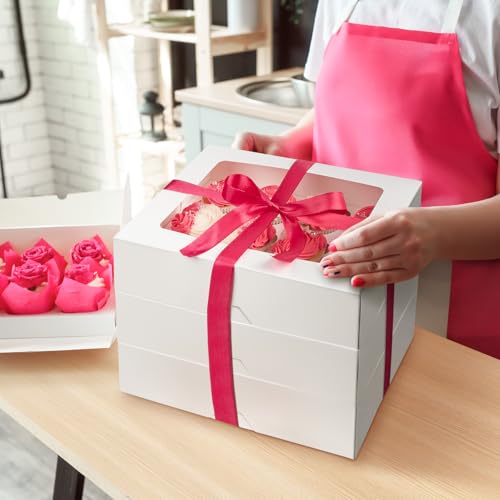 ZORRITA 12 Count Cupcake Boxes, 4 Pack, White