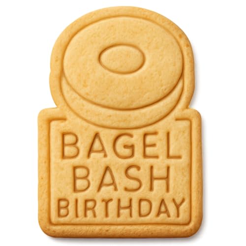Bagel Bash Birthday Cookie Cutter & Stamp, Fondant & Clay - 2.9x4