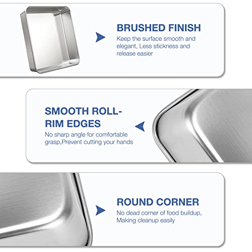 9 Inch Square Cake Pan Set of 2, Stainless Steel Baking Brownie Pan for Lasagna, Roaster Oven Cookie Sheet BBQ Grilling Pan for Baking Breads, Grilling Chicken & Vegetables, Dishwasher Safe