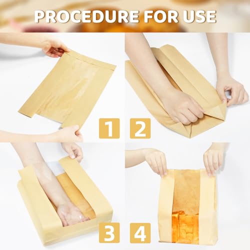 WIKDAY Bread Bags for Homemade Bread 50PCS Sourdough Bakery Bag with Window - size: Large Size (8.3" x 3.5" x 13.7") with Stickers A