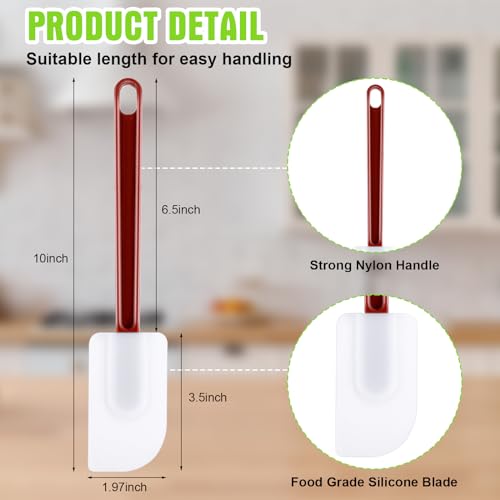 Meekoo 5 Pcs 10 Inch Rubber Spatula High Heat Resistant Silicone Spatula - color: white, red, size: 10 Inch