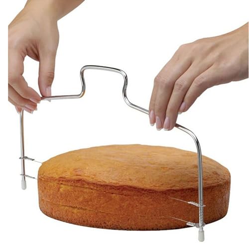 Adjustable Cake Leveler Cake Slicer with Stainless Steel Wires and Handle for Leveling Tops Pizza Bread Delaminator Cutter