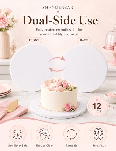1 Pack 12 Inch Cake Drums Round, Sturdy 1/2 Inch Thick White Cake Boards - size: 12 Inch