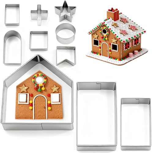 YomiFamily 10Pcs Gingerbread House Cookie Cutters Set, Gift Package