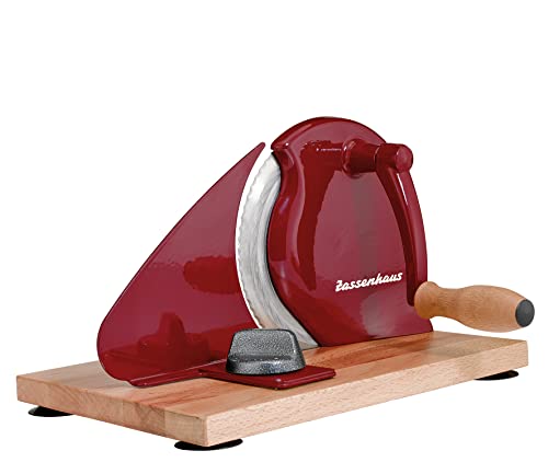 Zassenhaus Original Classic Adjustable Bread Slicer for Uniform Slices - Bread Slicer for Homemade Bread - 18/8 Stainless Steel Blade Sourdough Cutter - Red, 11.75" x 8" - color: Red, size: 11.75" x 8" x 4.7"