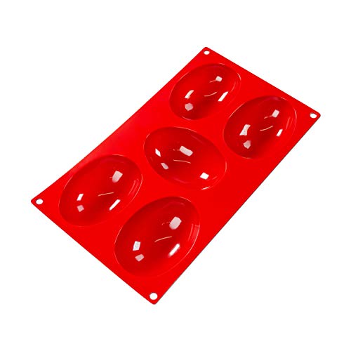 Fat Daddio's SMF-041 Silicone Bakeware 5-Cavity Half Egg (4.4 oz) - size: 11.75 x 6.75 Inch, style: 5-Cavity Half Egg (4.4 oz)