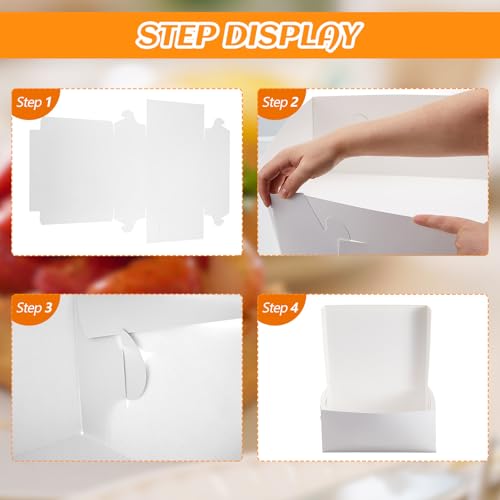 Ireer 50 Pack White Cake Boxes 14 x 14 x 6 Inch Cake Transport Container - size: 14 x 14 x 6 Inch