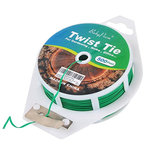 500 Feet (152M) Twist Ties with Cutter, Plastic Multi-purpose Reusable Twist Wire for Gardening, Home, Office