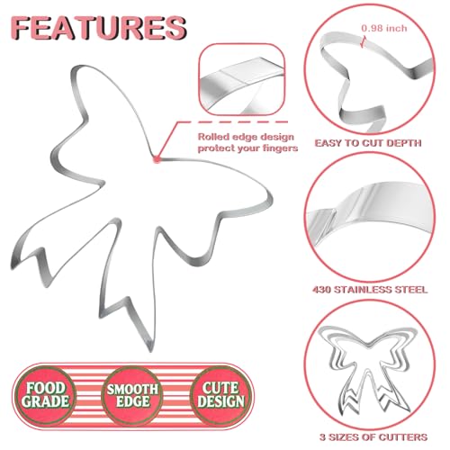 3 Piece Bow Cookie Cutter Set,3" 3.5" 4.4" Stainless Steel - style: 3 pcs Ribbon bow cookie cutter