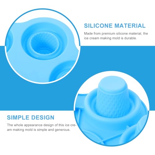 DOITOOL 6-Hole Silicone Ice Cream Mold for DIY Home Use, Blue